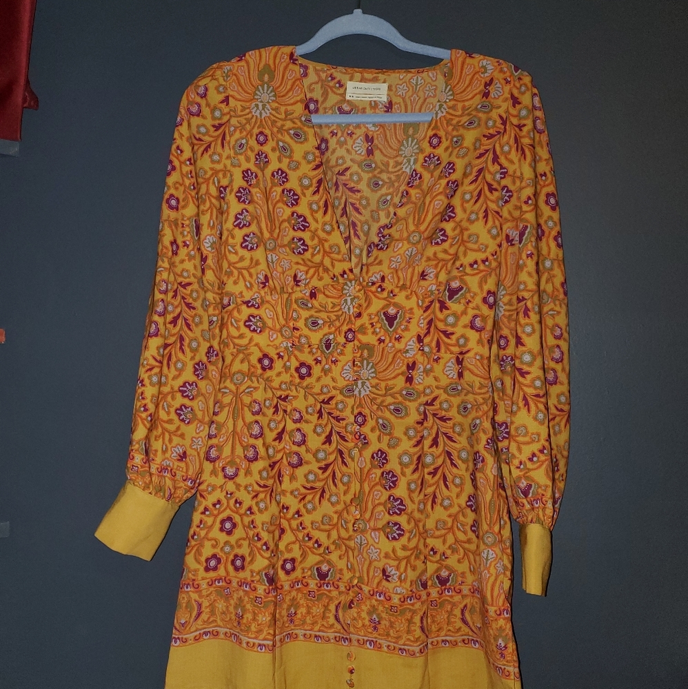 UO Michelle Plunging Long Sleeve mini dress